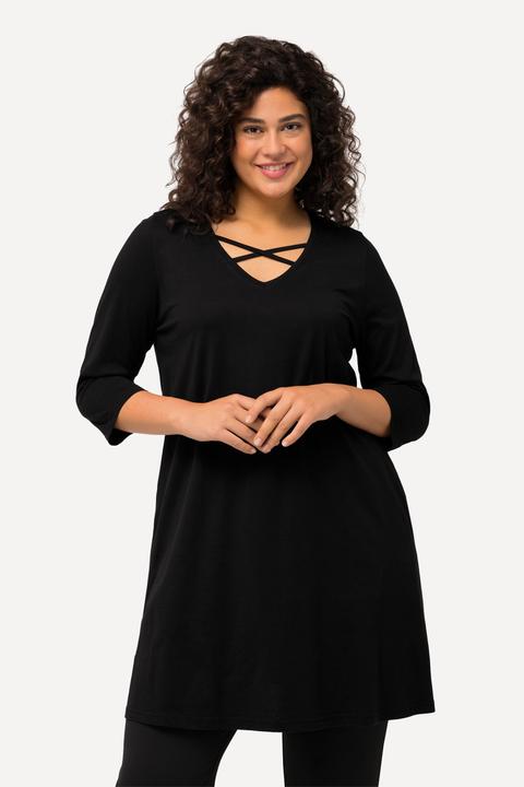Produktbild Ulla Popken Longshirt, Zierbänder, A-Linie, V-Ausschnitt, 3/4-Arm (56)