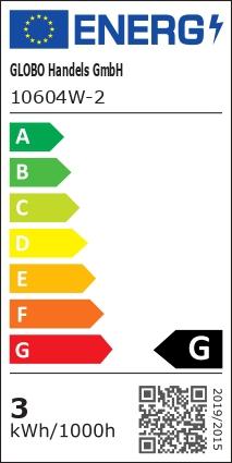 Energie-Label Globo LED Leuchtmittel Aluminium 2xE14 LED (E14, 3 W, 250 lm, 2 x, G)