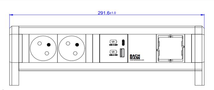 Actual product image Bachmann DESK - 2 AC outlets - Indoor - GST18 - Aluminium - Plastic - Black - Silver (2 x, CEE 7/5, CEE 7/3)