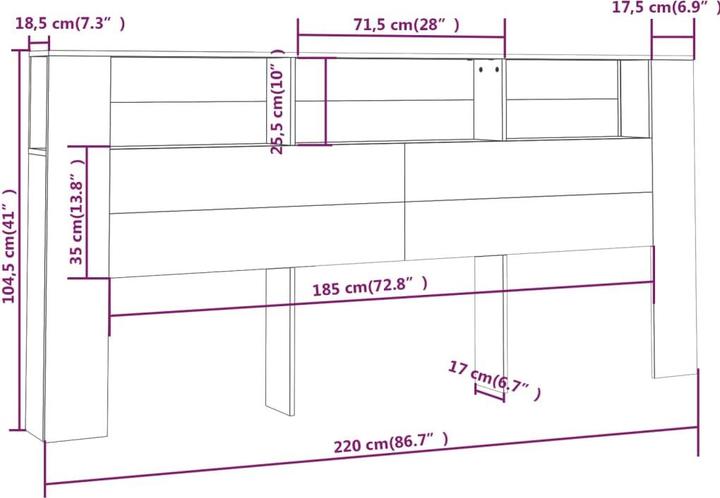 Actual product image vidaXL Finlay (220 x 18.5 x 104.5 cm)