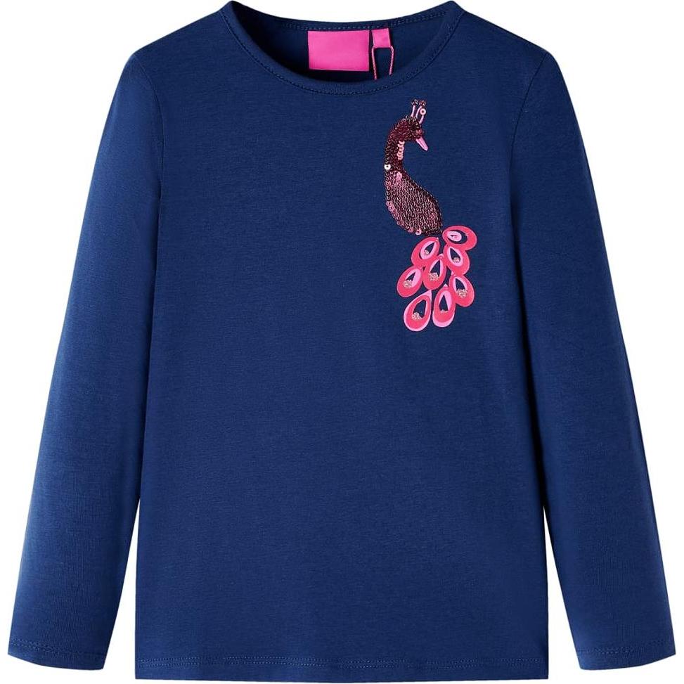 VidaXL, Jungen, Shirt, Kinder-Langarmshirt Marineblau 116,Material: 95 % Baumwolle, Blau, (116)