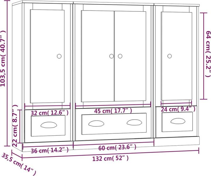 Produktbild vidaXL Highboard (132 x 35.50 x 103.50 cm)