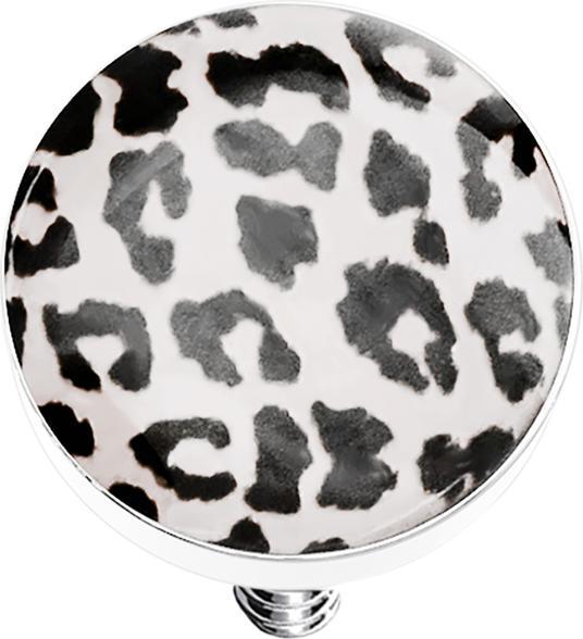 Produktbild Star Piercing Dermal Anchor Scheibe mit Leopardenmuster weiss (ohne Messing, Chirurgenstahl 316L)