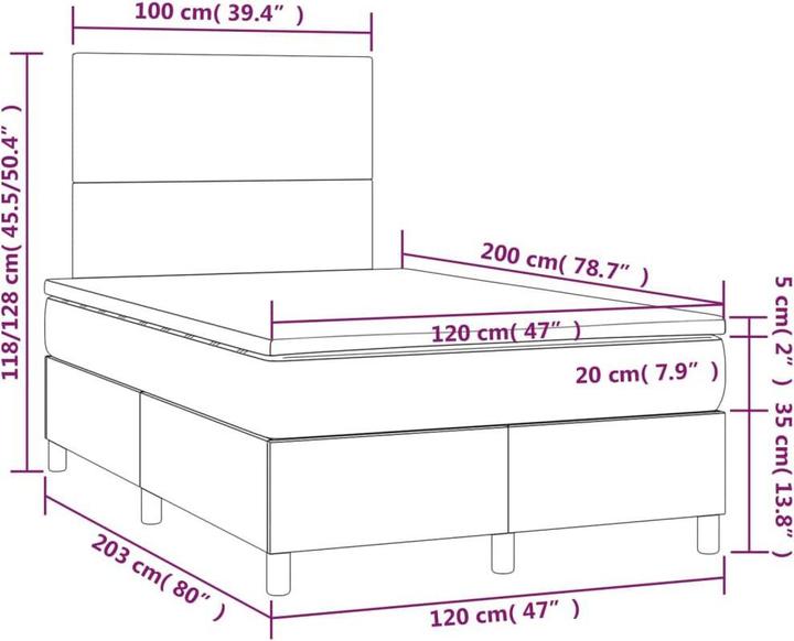 Produktbild vidaXL Boxspringbett (120 x 200 cm)