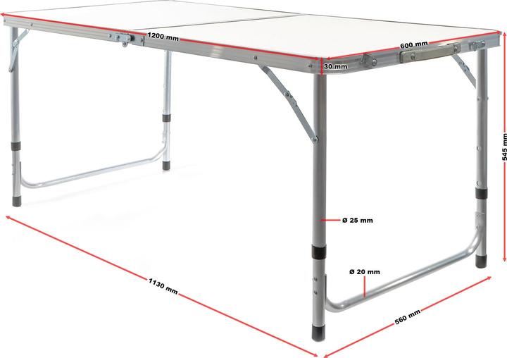 Produktbild Wiltec Toboli Campingtisch klappbar 120x60x70cm höhenverstellbar Klapptisch Camping