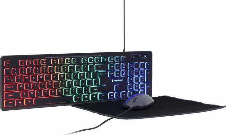 Actual product image Gembird KBS-UML-01 3-in-1 backlight desktop set black US layout KBS-UML-01 (US, Cable)