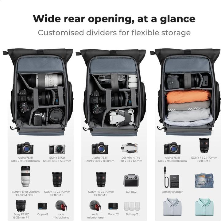 Produktbild K&F Concept Backpack 20L Nature Wander 11 (Black) (Fotorucksack, 20 l)