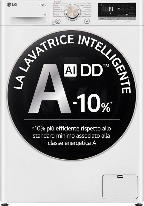 Image du produit LG F4R7011TSWG Lave-linge 11kg AI DD, Classe A-10%, 1400 tr/min, TurboWash, Vapeur (11 kg, Gauche)