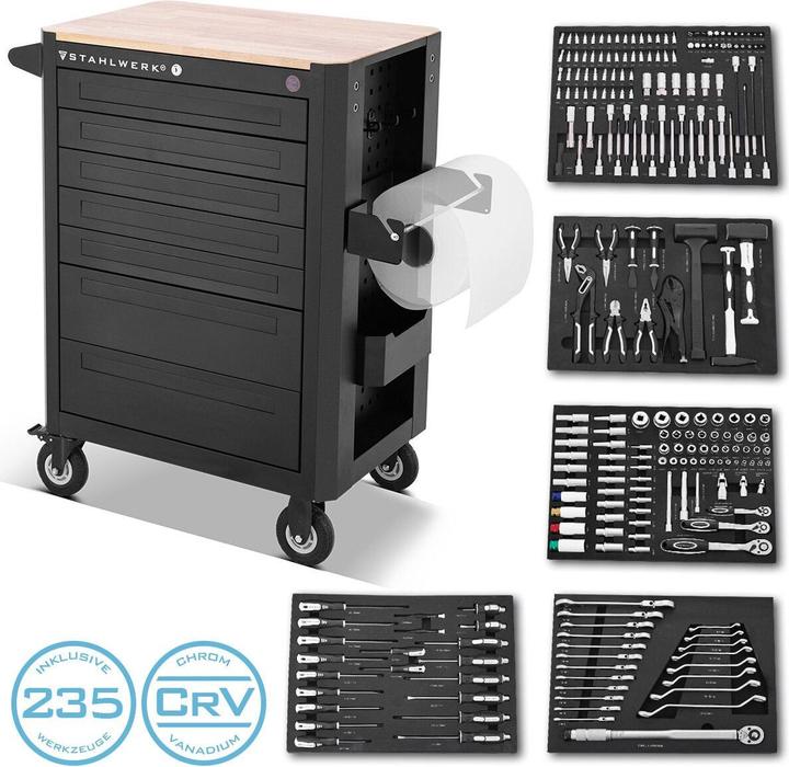 Actual product image Stahlwerk Workshop trolley CROW Tool trolley Assembly trolley 235 tools CrV (235 x)