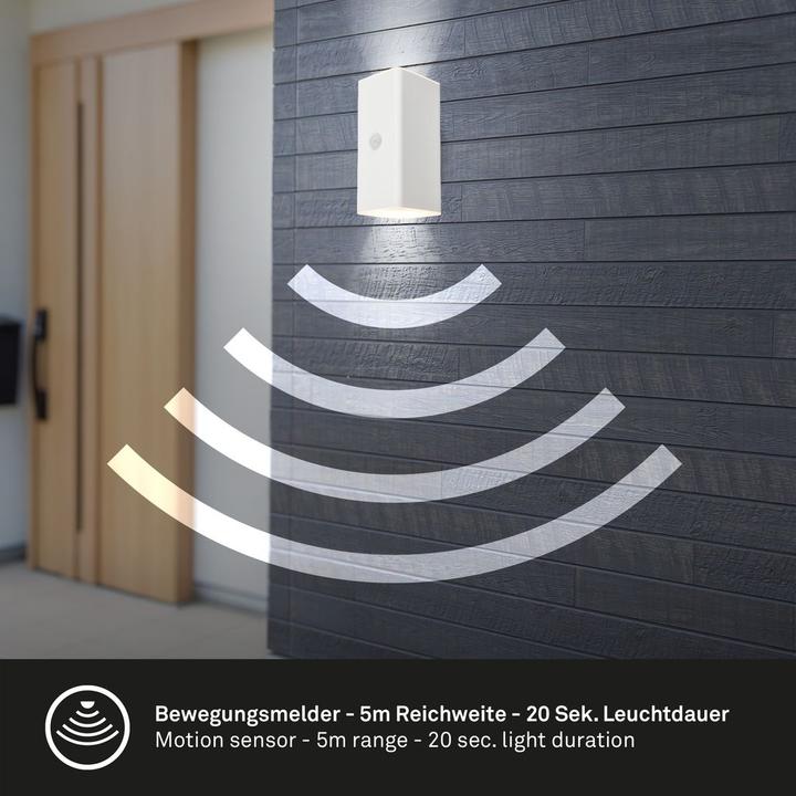 Produktbild Briloner Akku LED Aussenwandleuchte,Sensor,weiss,2xLED/6W (700 lm, IP44)