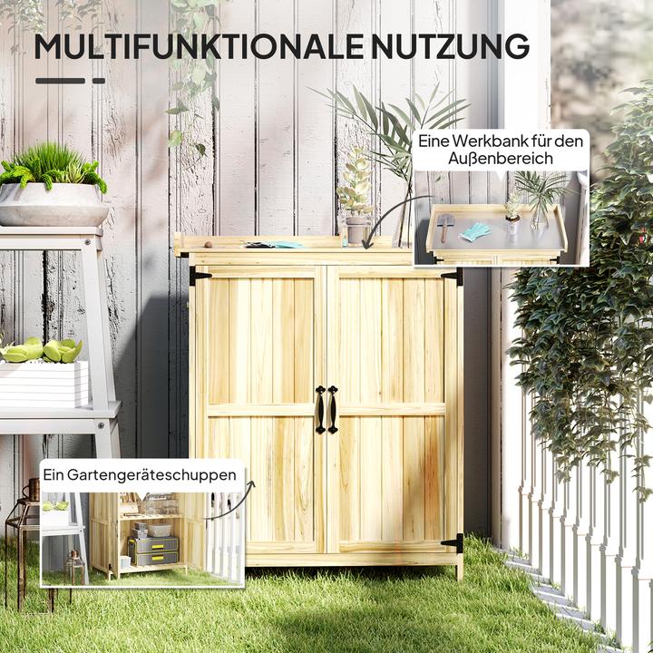 Produktbild Outsunny Gartenschrank Tannenholz, Edelstahl Naturholz