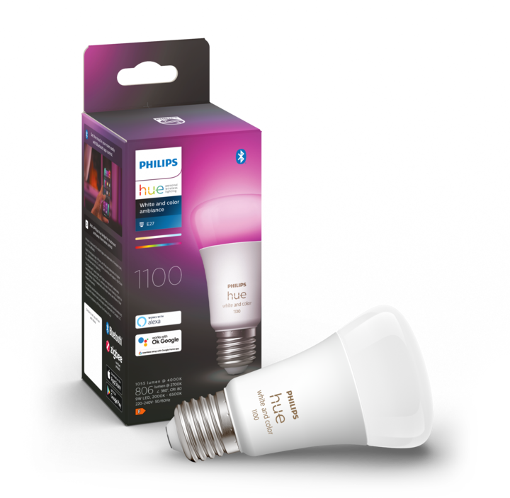 Actual product image Philips Hue White & Color Ambiance BT (E27, 9 W, 1100 lm, 1 x, F)