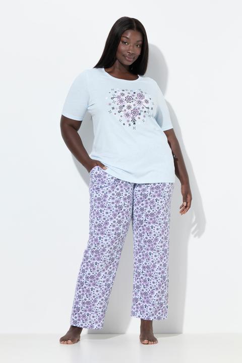 Produktbild Ulla Popken Pyjama, Blüten, Rundhalsausschnitt, Halbarm (68)