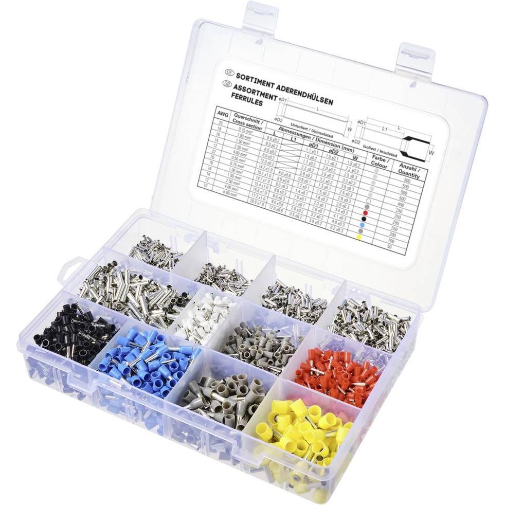 Tru Components, Kabelverbindung, TC-11991836 Aderendhülsen-Sortiment 0.5mm² 6mm² Silber, Weiss, Grau, Rot, Schwarz