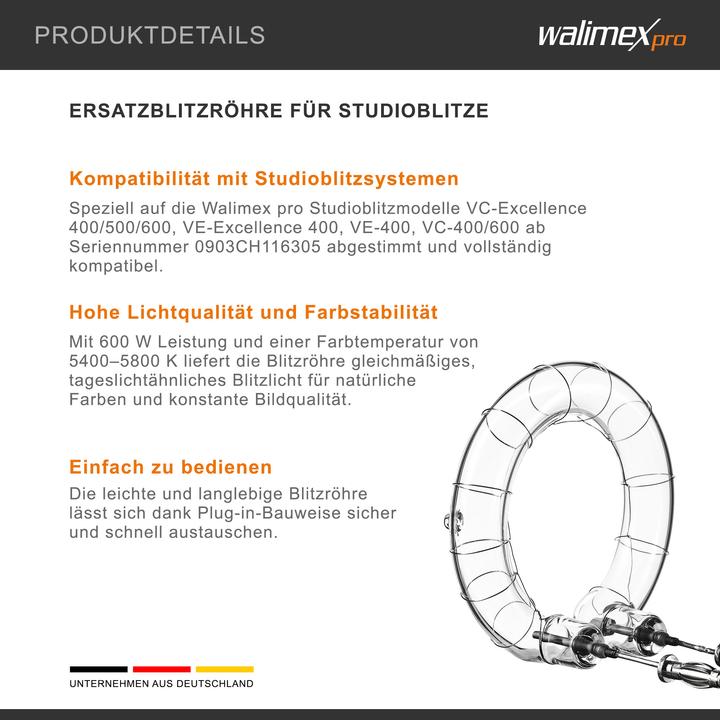 Actual product image Walimex Spare flash tube VE/VC 400-600 type 2