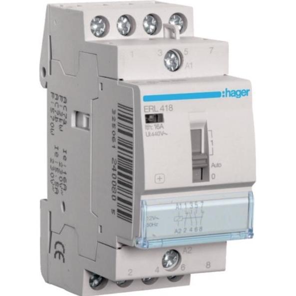 Hager Chiara Relè Di Installazione 16A 2S+2Ö 12V Erl418, Relais