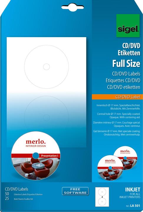 Actual product image Sigel CD/DVD labels