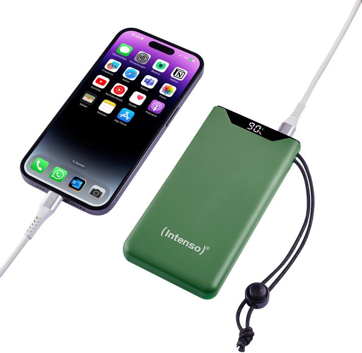Image du produit Intenso Powerbank F10000 Green (vert, 10 000 mAh, PD 3.0, Quick Charge 3.0) (10000 mAh, 20 W, 20 Wh)