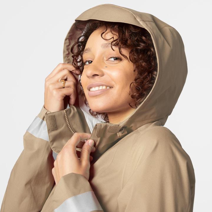 Actual product image Btwin Women's City Cycling Night Visibility Rain Jacket 540 - Beige (M)