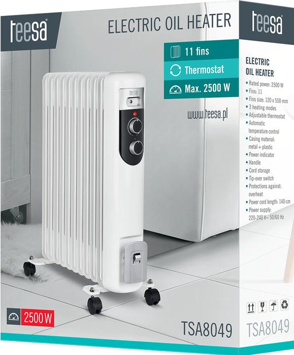 Produktbild Teesa TSA8049 Elektrischer Ölheizer Weiss 2500 W (2500 W)