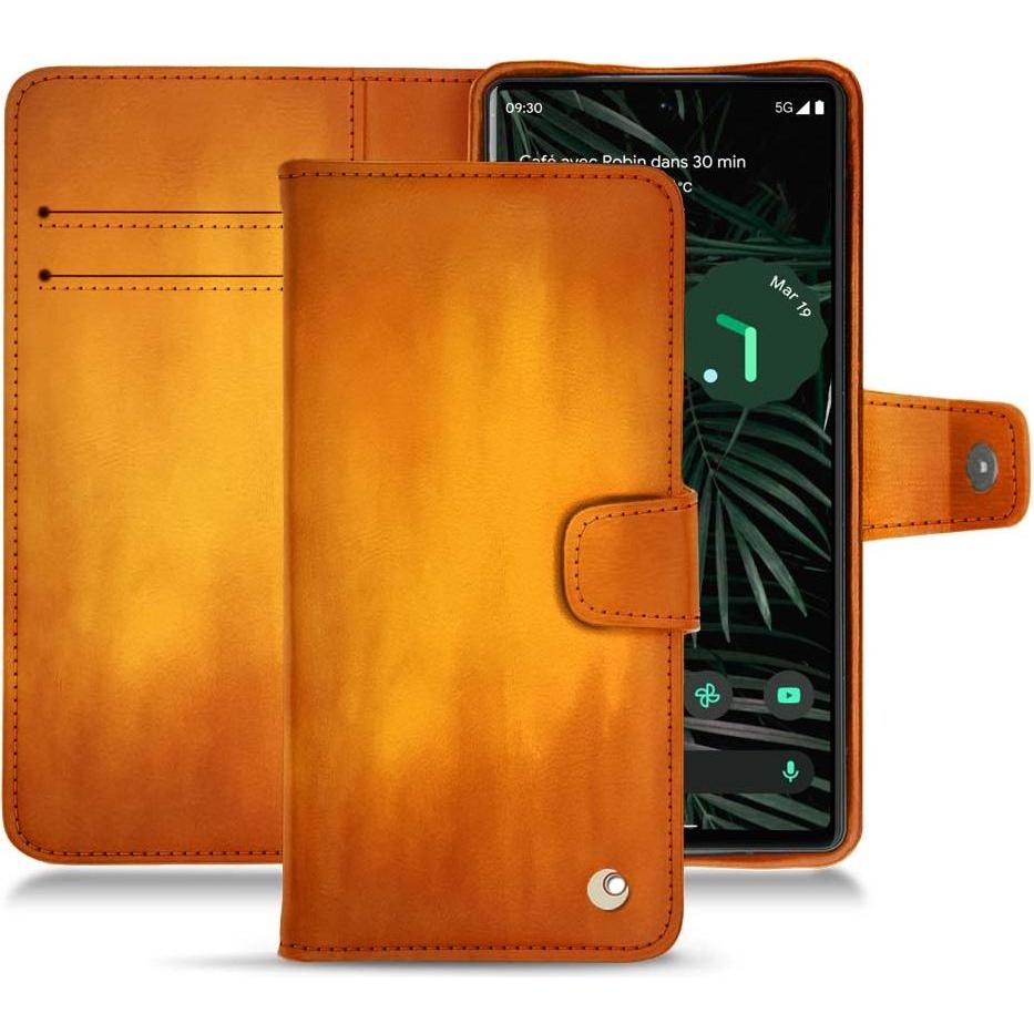 Noreve Lederschutzhülle Wallet (Google Pixel 6 Pro), Smartphone Hülle, Orange
