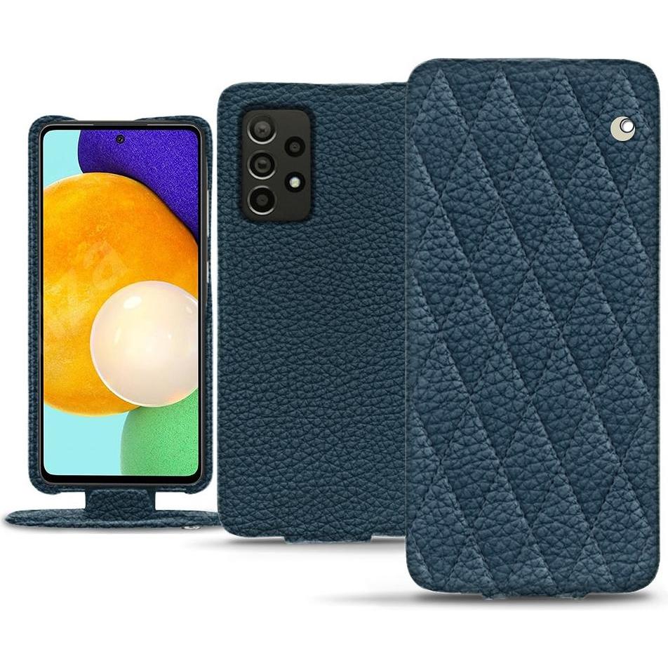 Noreve Lederschutzhülle vertikal (Samsung Galaxy A52), Smartphone Hülle, Blau