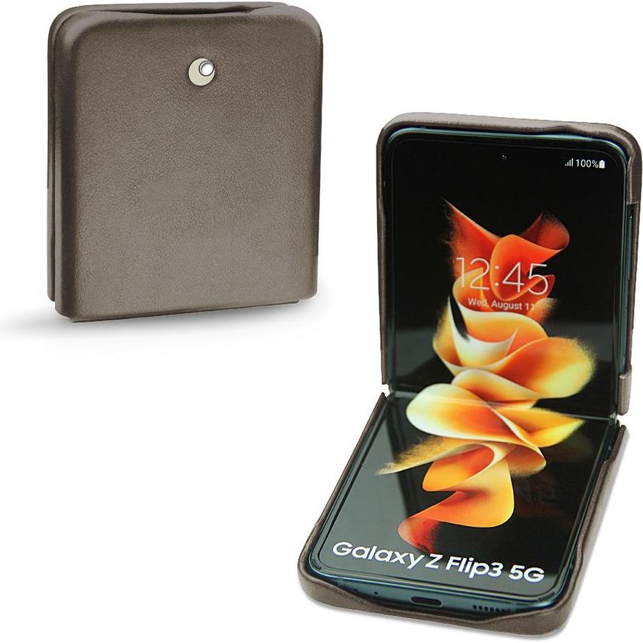 Noreve Lederschutzhülle (Samsung Galaxy Z Flip3), Smartphone Hülle, Grau