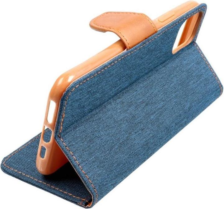 Actual product image OEM Back panel cover CANVAS Book case for XIAOMI Redmi 12C navy blue (Xiaomi Redmi 12C)