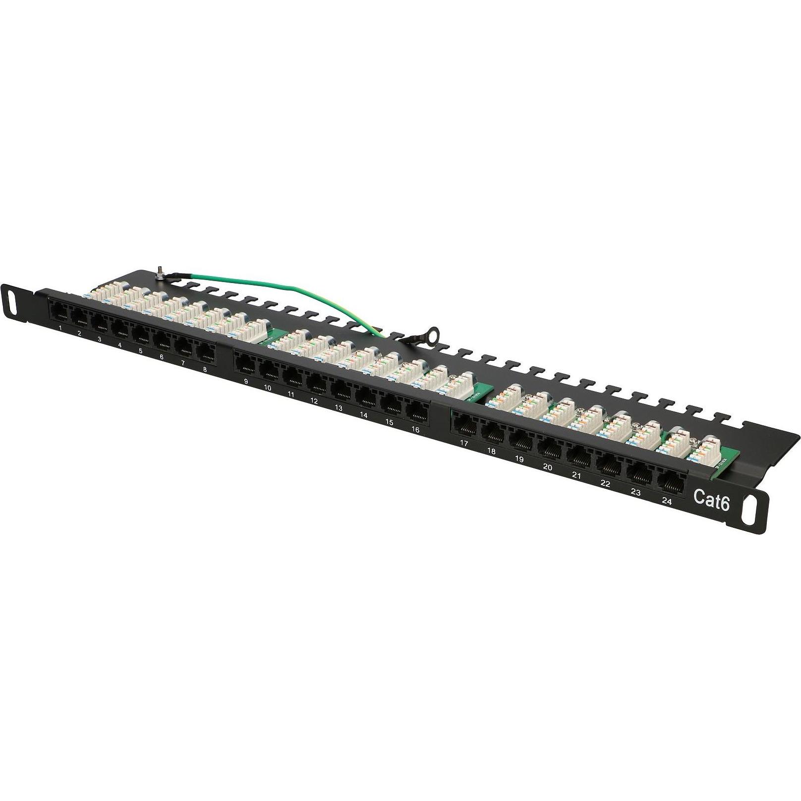 Extralink Patch panel 0.5U 24x RJ-45 Cat.6 UTP (EX.9663), Server Zubehör, Schwarz