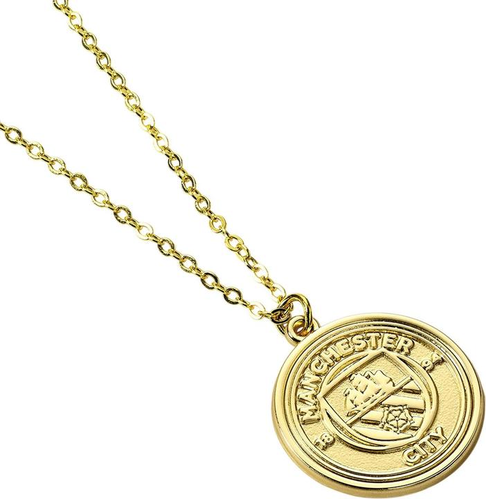 Produktbild Manchester City FC Wappen Halskette mit Anhänger Goldfarben lackiert (100% synthetisches Material)