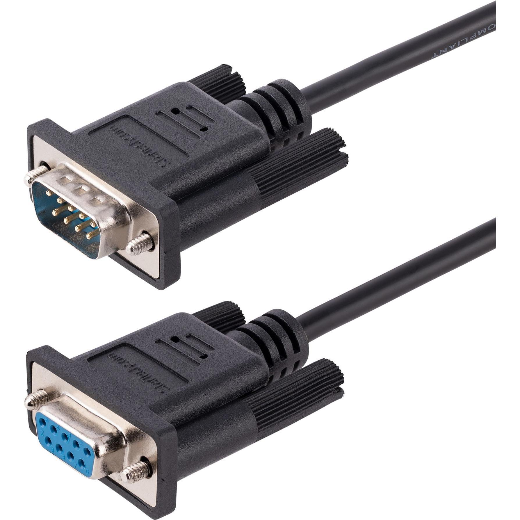 StarTech com 9FMNM-3M-RS232-CABLE, Schwarz, 3 m, DB-9, DB-9, Männlich, Weiblich (3 m), Schnittstellenkabel