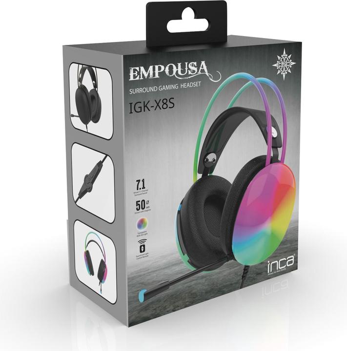 Actual product image Inca Gaming Headset IGK-X8S 7.1, USB, RGB LED, black (Cable)