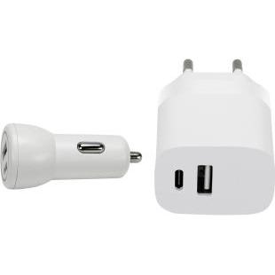 Speedlink Reise-Ladegerät-Set, USB-C/A, weiss, Adattatore per auto, Bianco