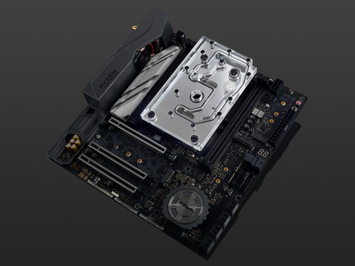 Actual product image Bitspower Monoblock for ASRock X399M Taichi RGB Nickel - Acrylic