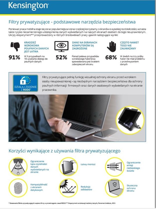 Actual product image Kensington Privacy filter (14", 16 : 9)