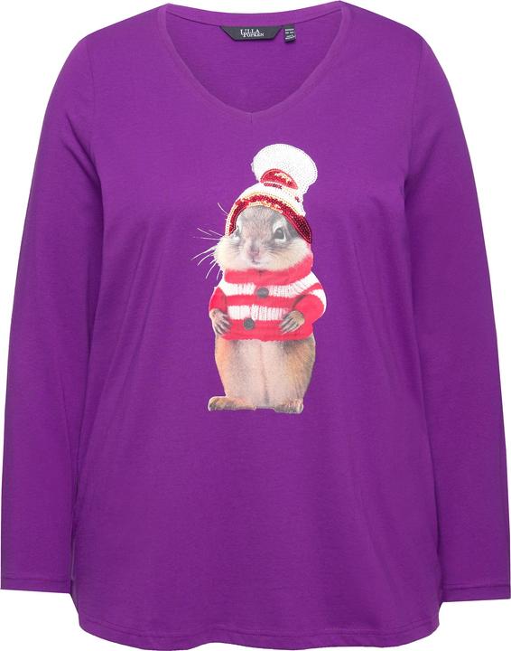 Immagine prodotto Ulla Popken Maglia natalizia con scoiattolo, scollo a V e maniche lunghe (42, 44)