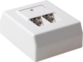 Image du produit ACT Boîtier de montage en surface blindé 2 ports CAT5E de type allemand. Type : CAT5E Wall box c5e 2p (Cordes)