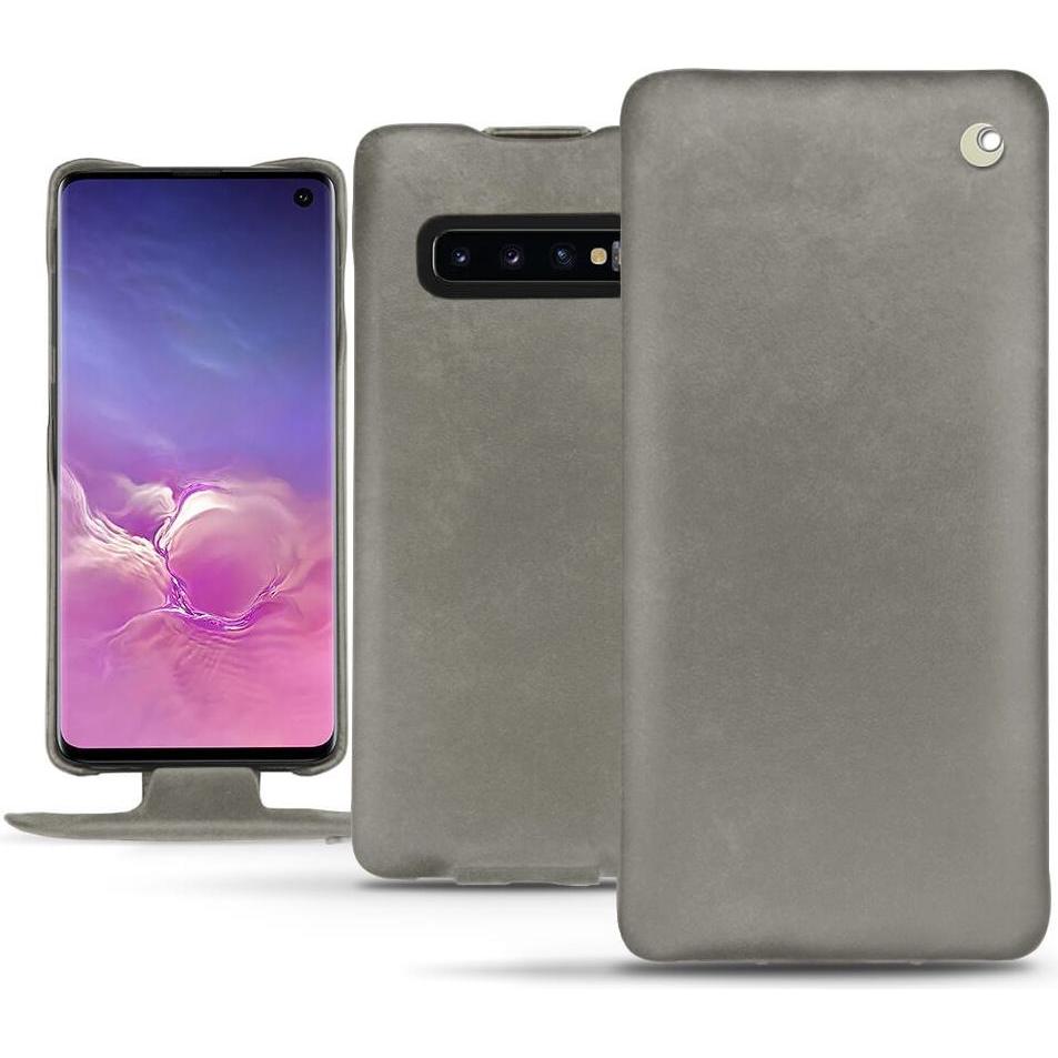 Noreve Lederschutzhülle vertikal (Samsung Galaxy S10), Smartphone Hülle, Grau