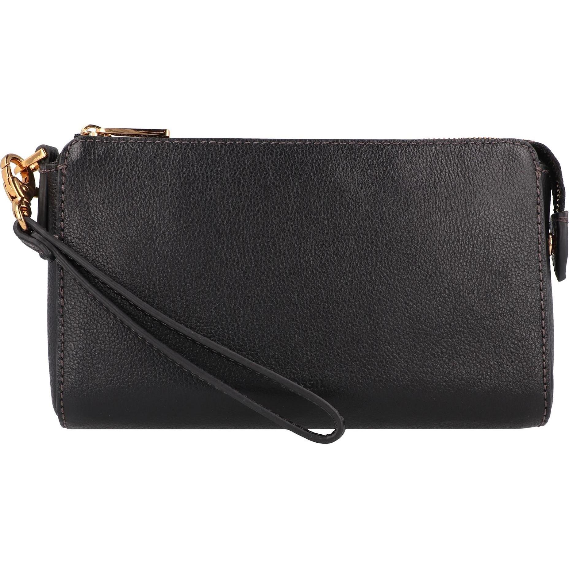 Fossil, Handtasche, Wristlet Herrentasche Leder 19 cm, Schwarz