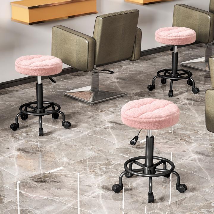 Produktbild Homcom Rollhocker Polyester, Metall Rosa