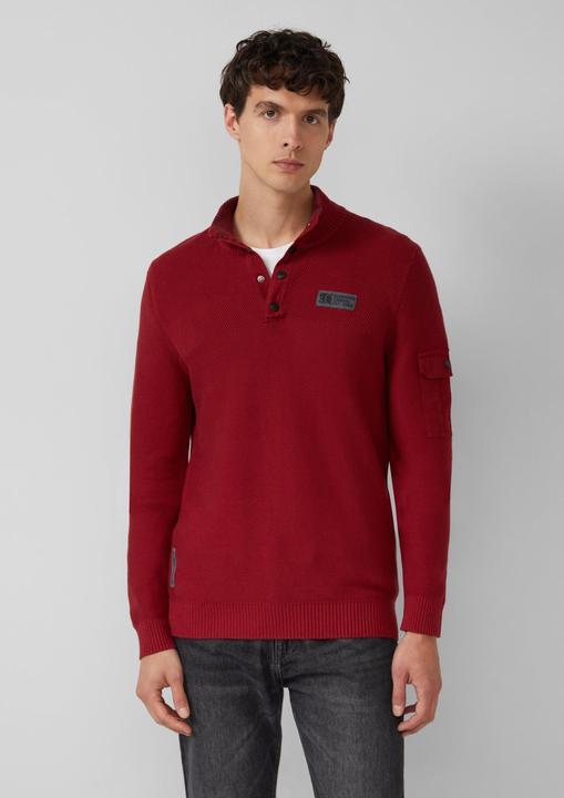 Produktbild s.Oliver Strickpullover Strickpullover aus Baumwolle mit Troyer-Kragen und Strukturmix (L)