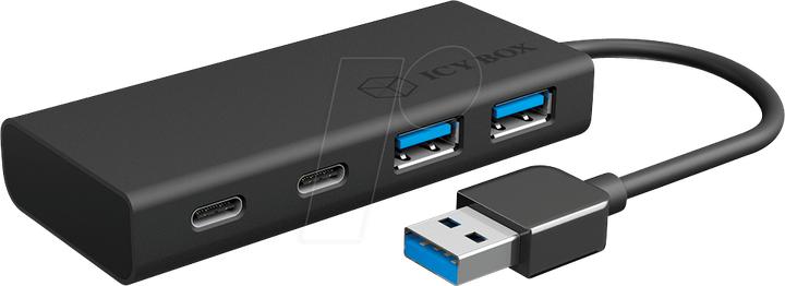 Actual product image Icy Box USB Hub high-quality aluminium housing ,IB-HUB1457-C31 (USB-A, 4 ports)