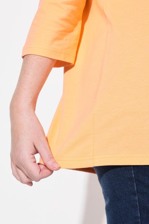 Immagine prodotto Ulla Popken Maglia dal taglio svasato con design naturale, scollo a V e maniche a 3/4 (50, 52)