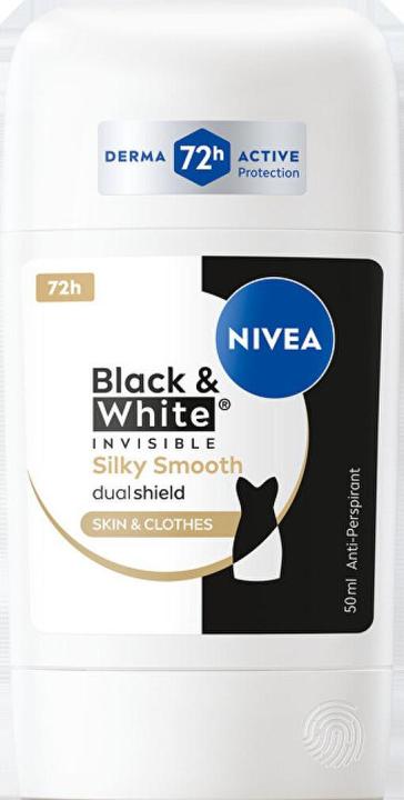 Actual product image NIVEA Solid antiperspirant Black & White Invisible Silk y Smooth 50 ml (50 ml)