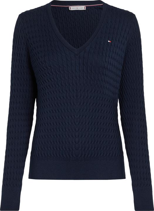 Produktbild Tommy Hilfiger Damen Cable Fine Gg V-Ausschnitt Langarm Pullover (XS)