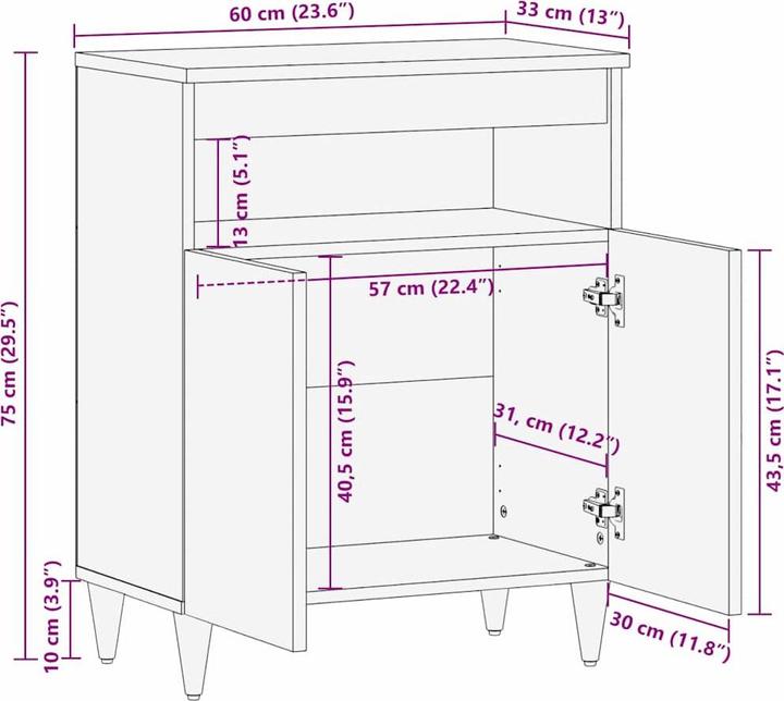 Actual product image vidaXL Sideboard (60 x 33 x 75 cm)