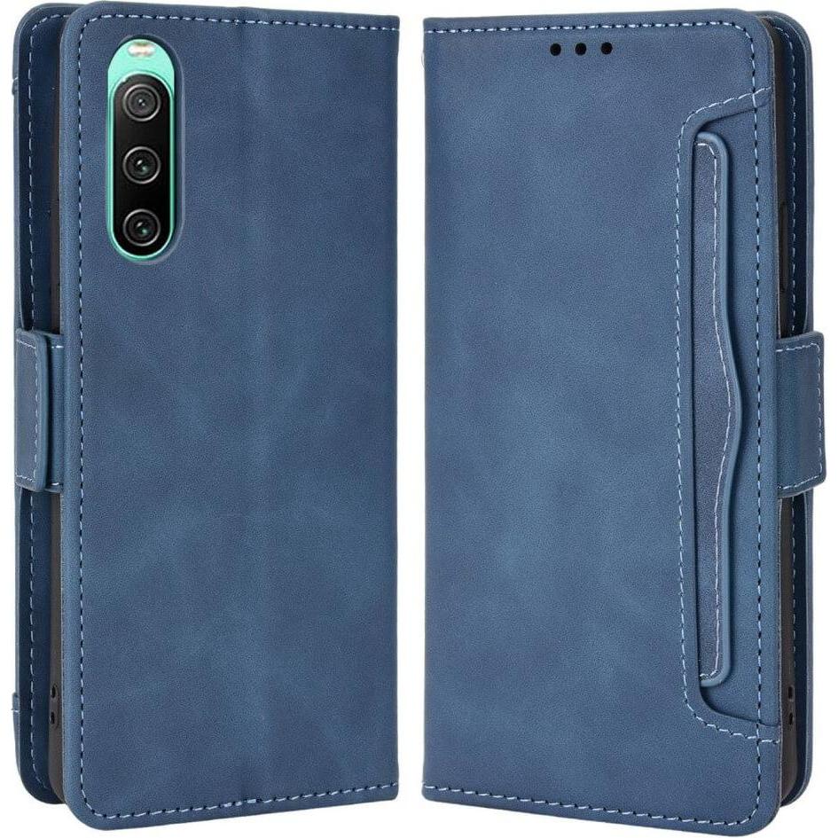 Cover-Discount Sony Xperia 10 IV - Etui mit vielen Kartenfächer blau (Sony Xperia 10 IV), Smartphone Hülle, Blau
