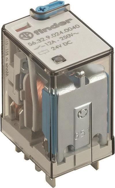 Actual product image Finder DPDT 12A mini plug-in relay, 24Vdc coil