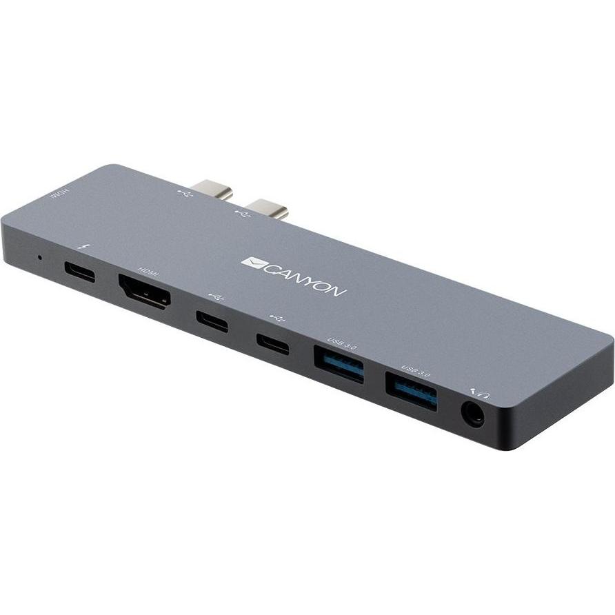 Canyon CNS-TDS08DG (Thunderbolt, 8 Ports), Dockingstation + USB Hub, Grau