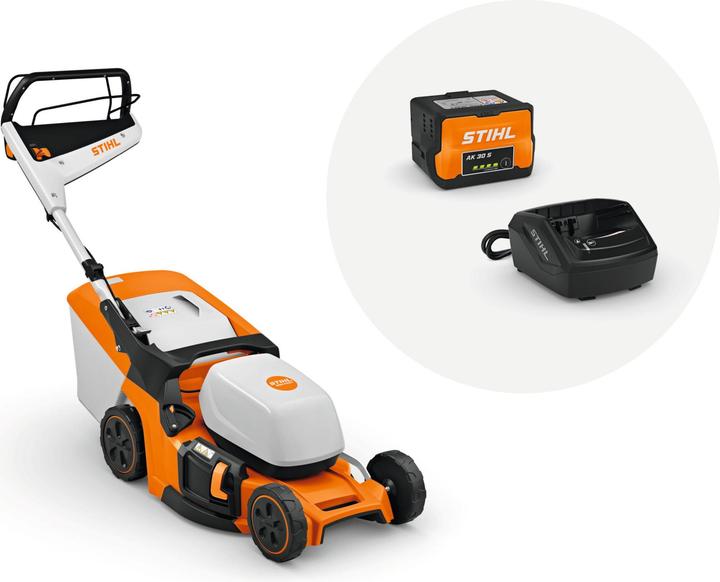 Actual product image Stihl Cordless lawn mower RMA 448 V Set AK 30 S and AL 101 (Rechargeable battery operated)